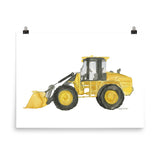 Yellow Bulldozer Truck Watercolor Painting