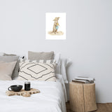 Beach Otter with Bucket Watercolor Painting Art Print