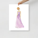Lavender Ball Gown Red Head Princess Watercolor Fashion