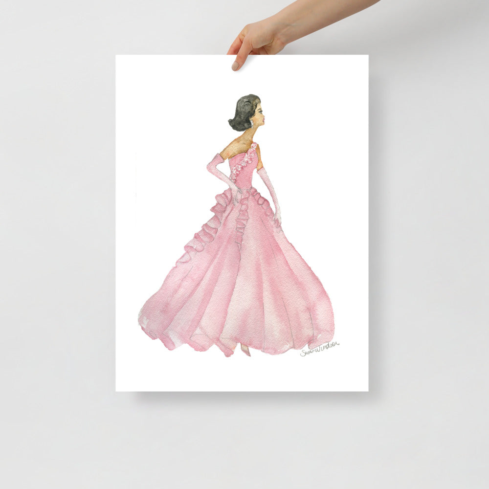Pink Ball Gown Brunette Princess Watercolor Fashion Illustration – Susan  Windsor