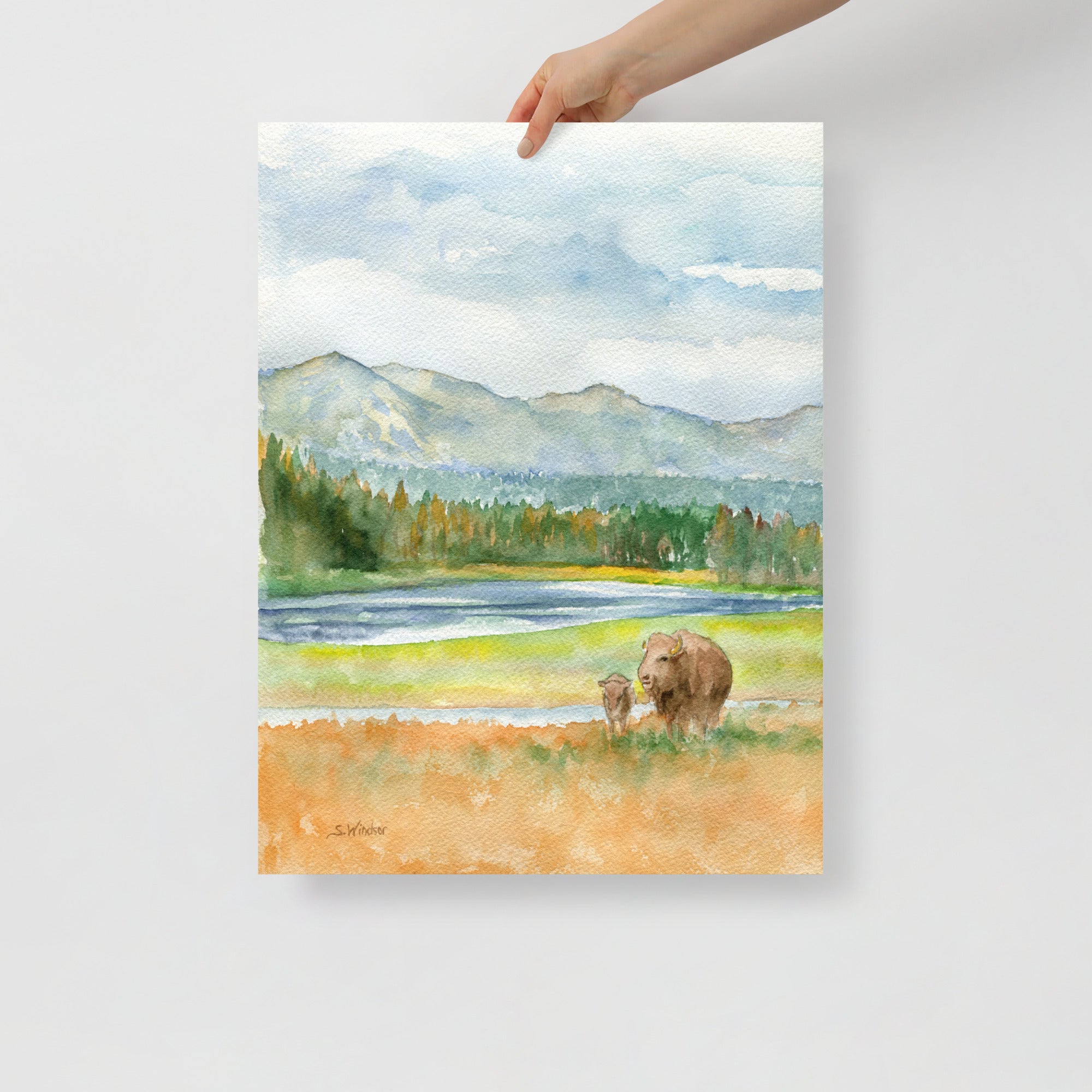 Yellowstone National Park Watercolor Fine Art Print