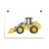 Yellow Bulldozer Truck Watercolor Painting