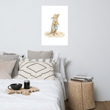 Beach Otter with Bucket Watercolor Painting Art Print