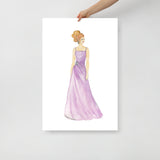 Lavender Ball Gown Red Head Princess Watercolor Fashion