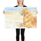 Golden Retriever on the Beach Watercolor
