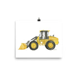 Yellow Bulldozer Truck Watercolor Painting