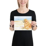Golden Retriever on the Beach Watercolor