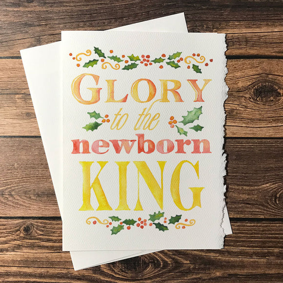 Glory to the Newborn King Watercolor Christmas Card Set