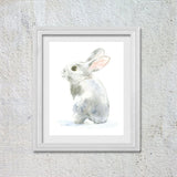Gray Bunny Rabbit Original Watercolor Painting