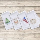 Set of 4 Holiday Flour Sack Tea Towels
