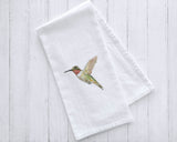 Ruby-Throated Hummingbird Watercolor Bird Tea Towel