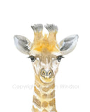 Baby Animal Watercolor Art Prints - Set of 4 Animals - Goat, Calf, Rabbit, Giraffe
