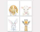 Animal Watercolor Art Prints - Set of 4  - Mix and Match