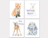 Animal Watercolor Art Prints - Set of 4  - Mix and Match