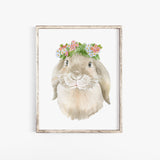 Bunny Rabbit with Flowers Watercolor