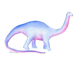 Dinosaur Watercolor Art Prints - Set of 4 Animals - T.rex, Apatosaurus, Triceratops, and Stegosaurus