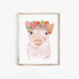 Pig Floral 1 Watercolor