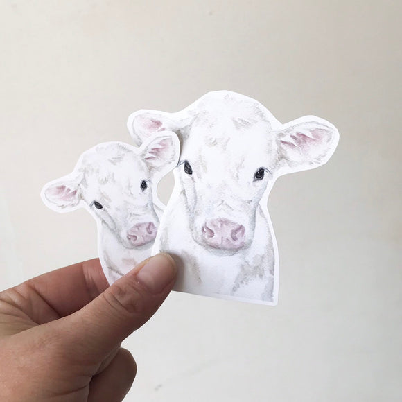 White Cow Calf Vinyl Sticker