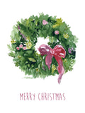 Watercolor Christmas Wreath Christmas Cards Set