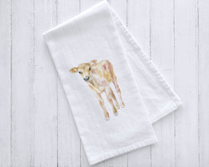 Jersey Cow Calf Tea Towel