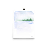 Snowy Winter Landscape Watercolor