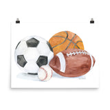 Sports Ball Theme Watercolor art print