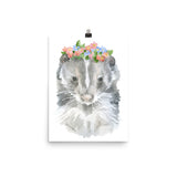 Skunk with Flowers Watercolor