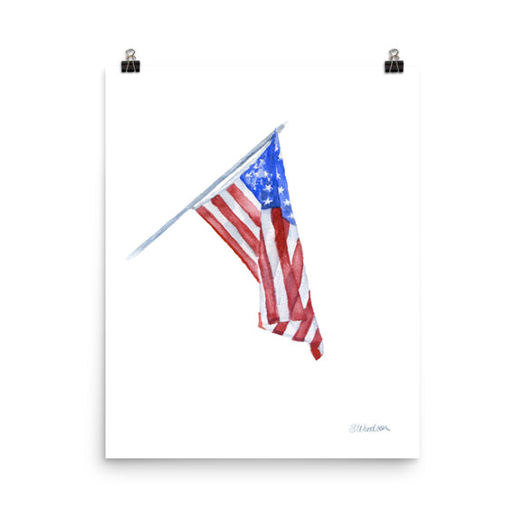 American Flag Watercolor Painting Print