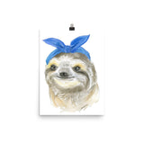 Sloth with a Blue Scarf Watercolor