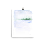 Snowy Winter Landscape Watercolor