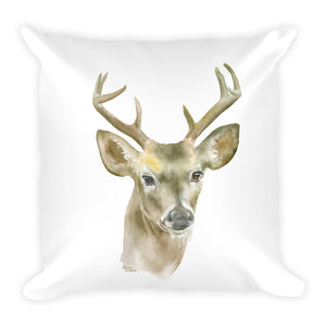 Deer Buck Watercolor Throw Pillow