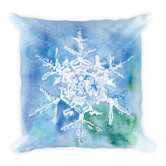 Snowflake Watercolor Throw Pillow