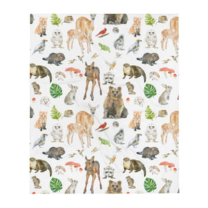 Woodland Animals Throw Blanket