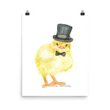 Chick with a Top Hat Watercolor