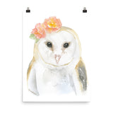 Barn Owl with Flowers