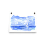 Sailboat on the Ocean Watercolor
