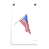 American Flag Watercolor Painting Print