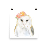 Barn Owl with Flowers