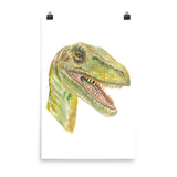 Velociraptor Dinosaur Watercolor Print