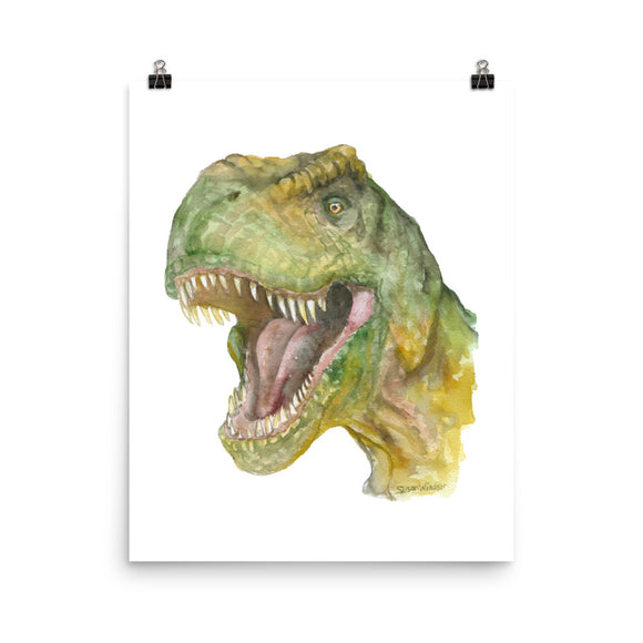 T. rex Watercolor Painting Print