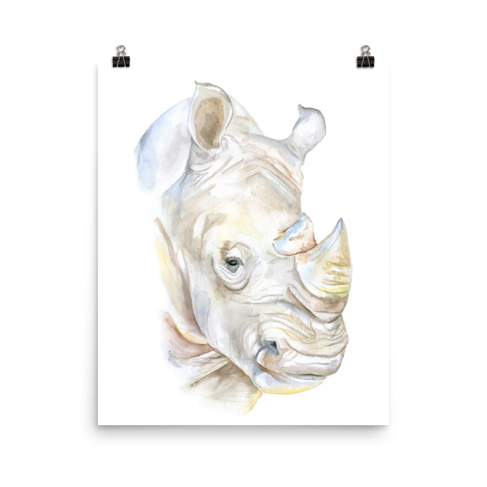 Rhinoceros Watercolor .Digital Painting On White Background Stock Photo