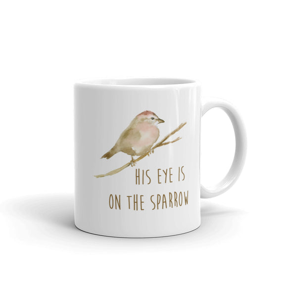 His Eye Is on the Sparrow Watercolor Coffee Mug