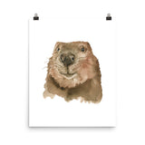 Baby Beaver Face Watercolor Poster