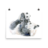 Mother and Baby Panda Bears Watercolor