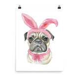 Easter Pug with Bunny Ears