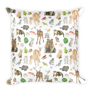 Woodland Animals Square Pillow