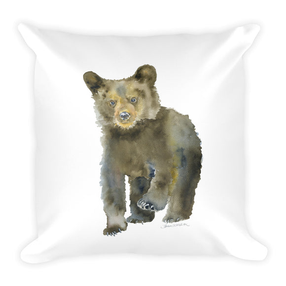 Black Bear Cub Watercolor Throw Pillow