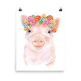 Pig Floral 1 Watercolor
