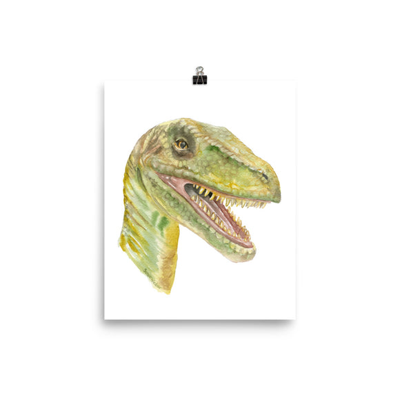 Velociraptor Dinosaur Watercolor Print