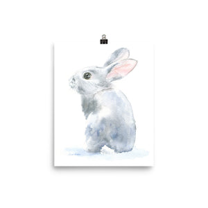 Gray Bunny Rabbit Watercolor
